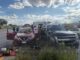 Fuerte choque deja a conductora atrapada en la carretera Aldama