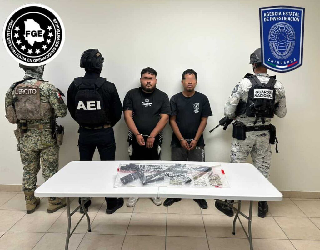 Capturan en operativo conjunto a dos hombres con armas de fuego y explosivos en Ciudad Juárez