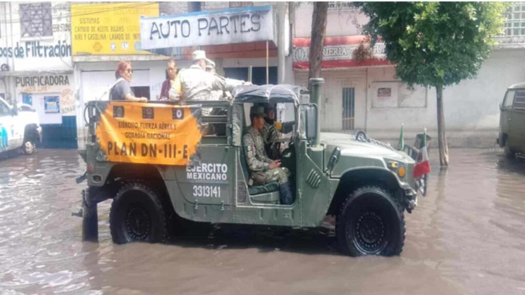 Ejército y Guardia Nacional activan Plan DN-III-E en Nezahualcóyotl tras intensas lluvias