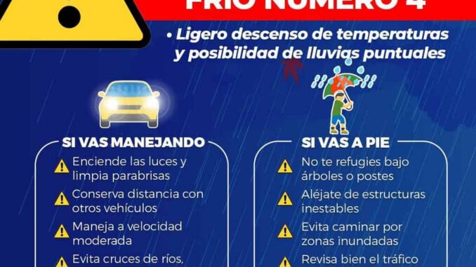 Aviso preventivo: Entrada del Frente Frío No. 4 traerá lluvias fuertes en la capital