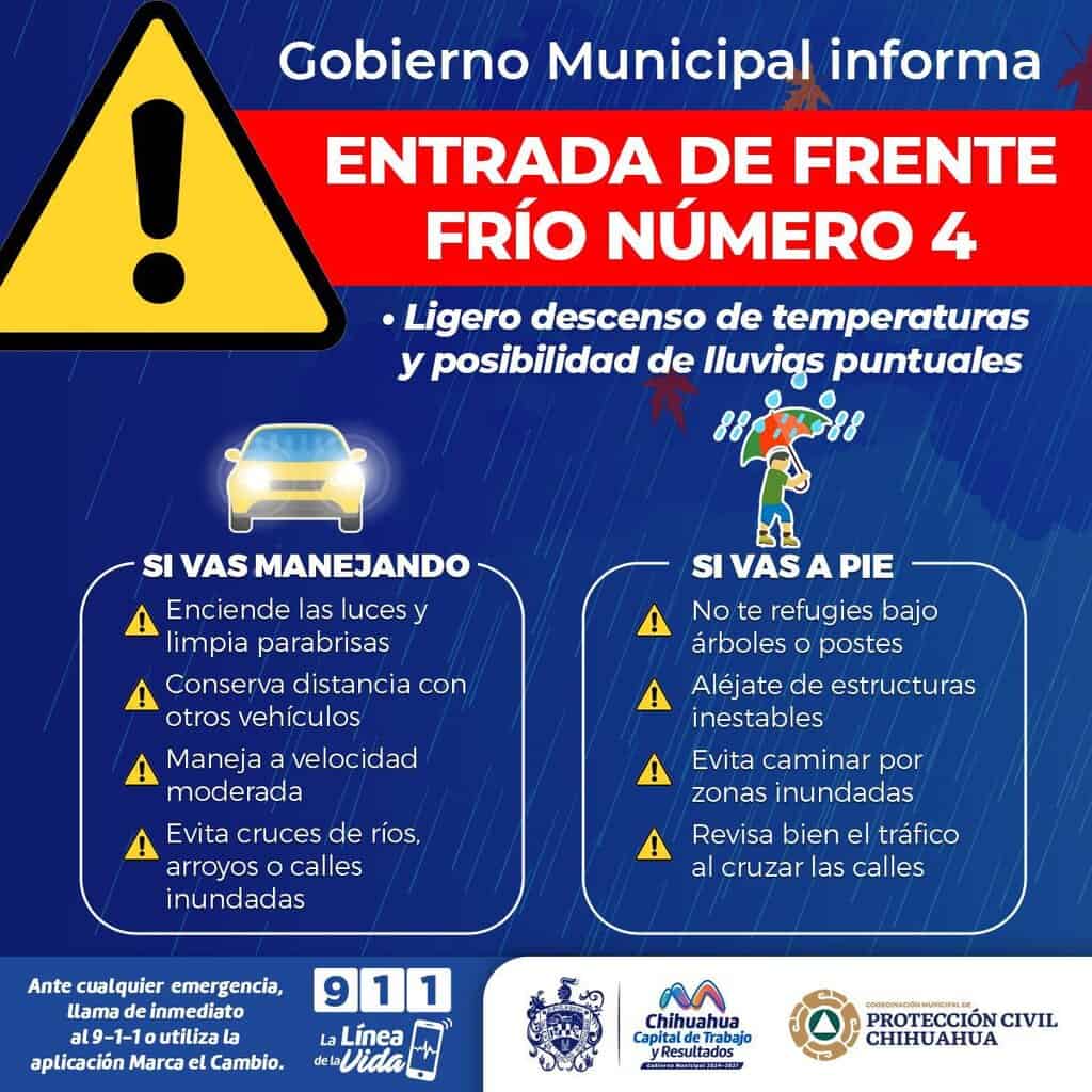 Aviso preventivo: Entrada del Frente Frío No. 4 traerá lluvias fuertes en la capital
