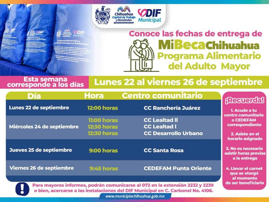Conoce los lugares y horarios de la entrega del PAAM durante la semana del 22 al 26 de septiembre