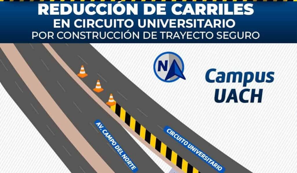 ¡Alerta! Habrá reducción de carriles en el Circuito Universitario por construcción de trayecto seguro